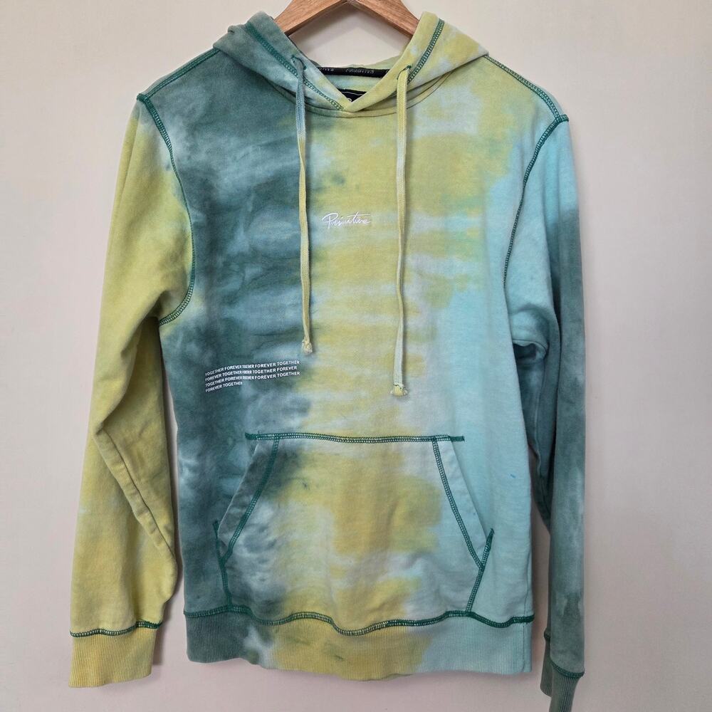 Men's Primitive Skateboarding Small Pullover Sweatshirt Hood Tie Dye Kangaroo